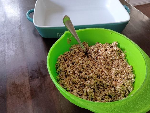 mixing up oats in a bowl