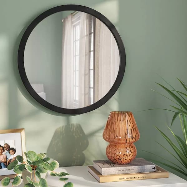 20" Round Wall Mirror Black
