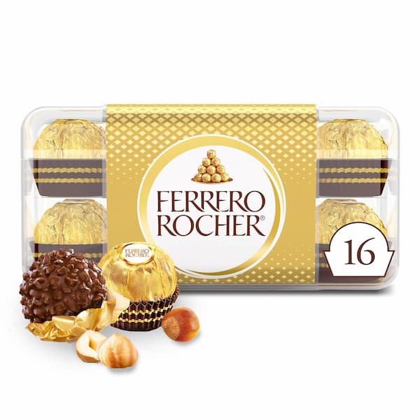 Ferrero Rocher, 16 Count, Gourmet Milk Chocolate Hazelnut, Chocolate Gift Box