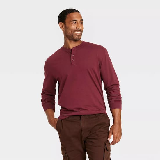 Men's Long Sleeve Henley Shirt