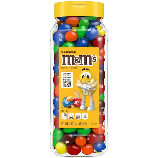 M&M’s Peanut Milk Chocolate Resealable Bulk Candy Jar - 23 oz